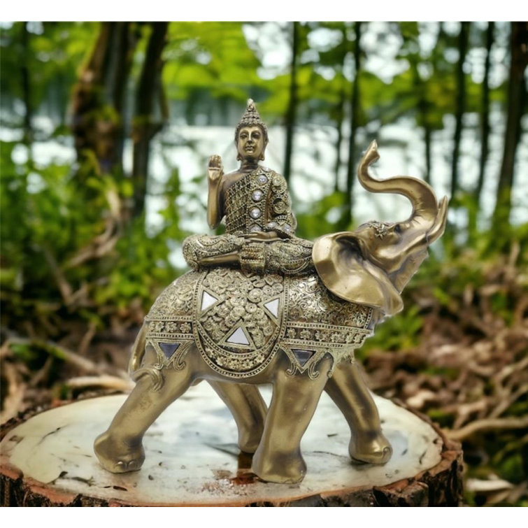 Buddha Statue on Elephant - Elegant Decor, Spiritual Decor, Unique