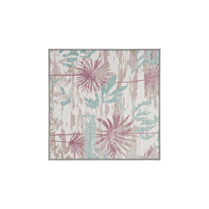 Machine Washable Gray Area Rug, Square 4'