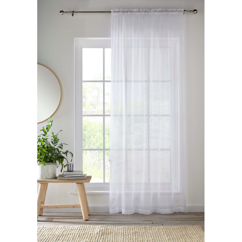 Morganne Sheer Curtain Single Panel, Width 145 x Drop 122 cm, White