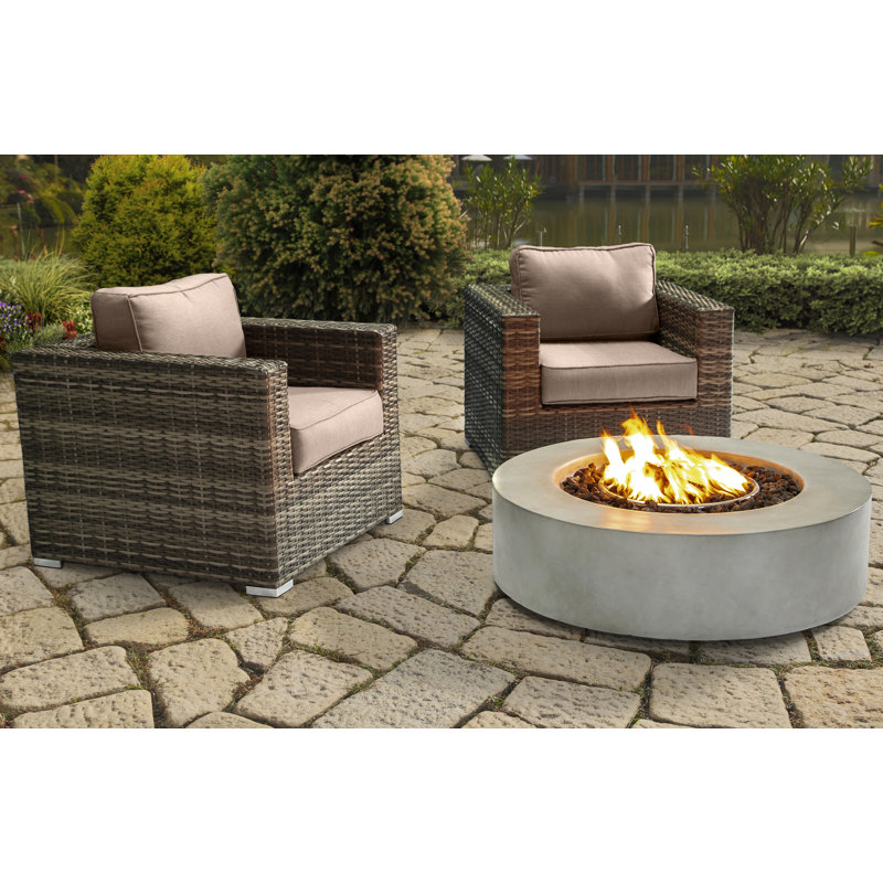 Ensemble de conversation pour 2 personnes avec foyer et coussins Sunbrella Lsi, Beige