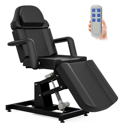 Lit de tatouage entièrement électrique, fauteuil de spa esthéticienne avec 3 moteurs, réglage de la hauteur et de l'inclinaison à distance, table de massage faciale professionnelle en 4 sections, noir