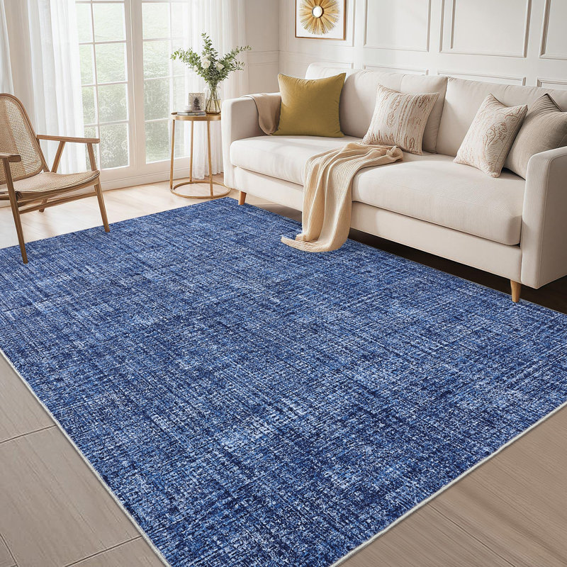 Tapis de salon Minimalist, Bleu, Rectangle 5 pi x 7 pi