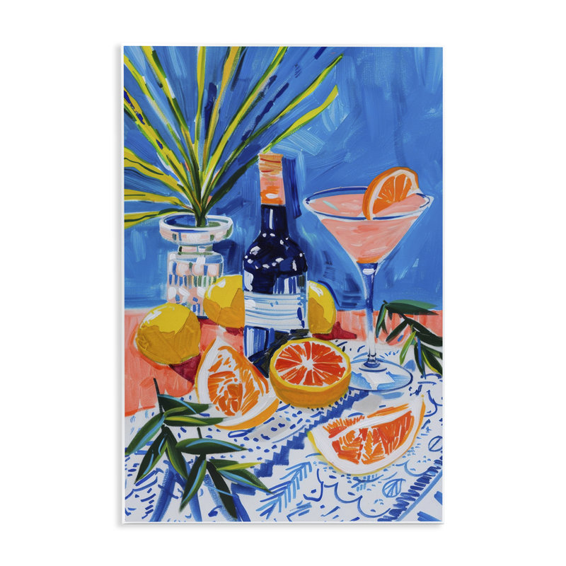  Art mural de bouteille de vin et d'agrumes par LSR Design Studio, H 19 po x l 13 po