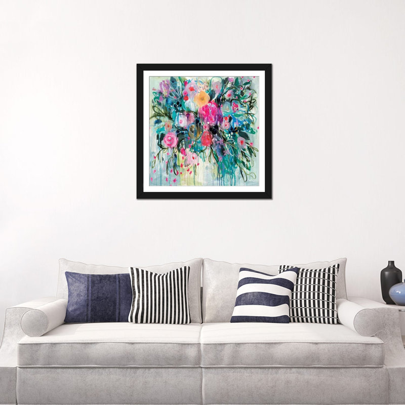 « nées botanique », impression sur toile, Papier d'art encadré noir, H 24 po x l 24 po x P 1 po, Blanc
