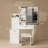 31" Slim Vanity – Sliding LED Mirror Reveals 2 Hidden Cubbies, 9 Total Spaces, 2 AC + USB-C Power Hub, PU-Cushion Stool, Scratch-Proof White Finish