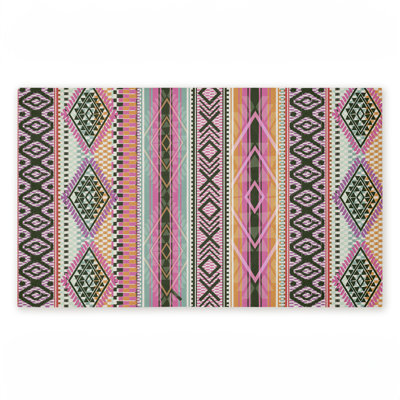Boho Geometric Stripes Printed Outdoor Door Mat, design by Jennifer Ellory, 18"x30"