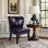 Fauteuil d'appoint en cuir synthétique 25,6 po x 27,2 po x 32,8 po avec garniture de rivet pour la réception de la chambre à coucher (mauve)