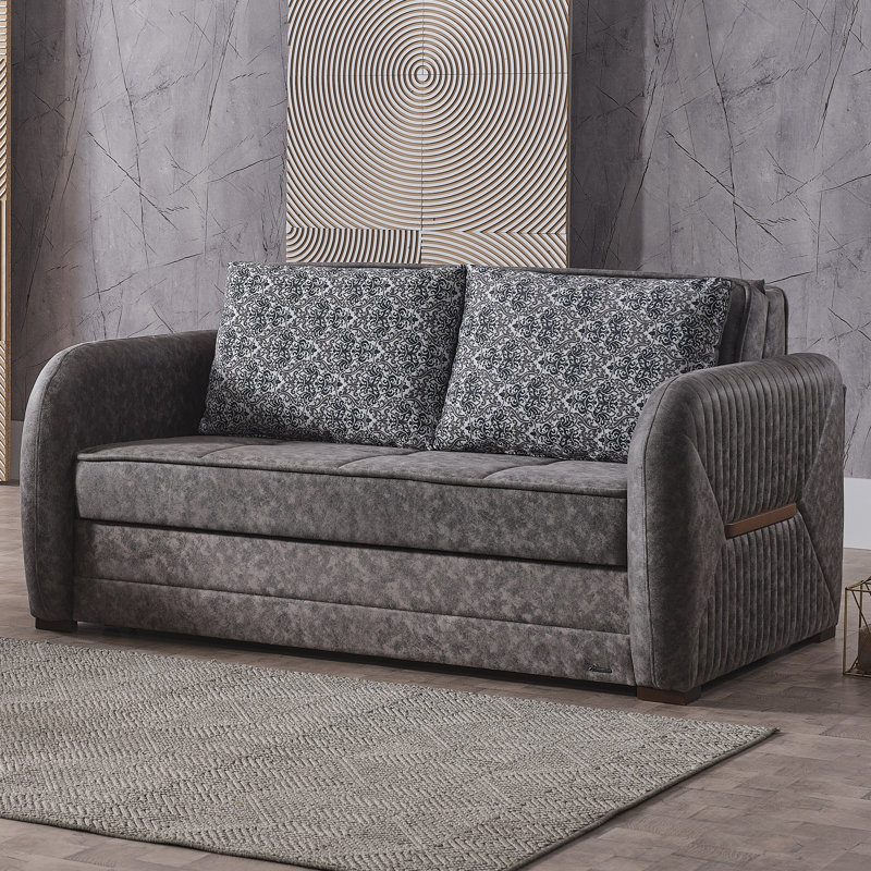 Canapé-lit 2 places 3 en 1 Annali, Microfibre grise