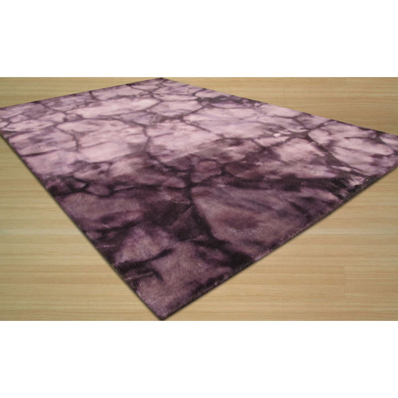 Luthersville Purple Hand Knotted Wool Contemporary Abstract Handmade Area Rug, Runner 2' x 12'