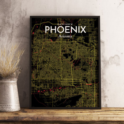 Phoenix City Map - Unframed Graphic Art