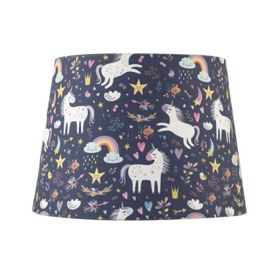 18cm H Cotton Drum Lamp Shade ( Screw On ) in Navy