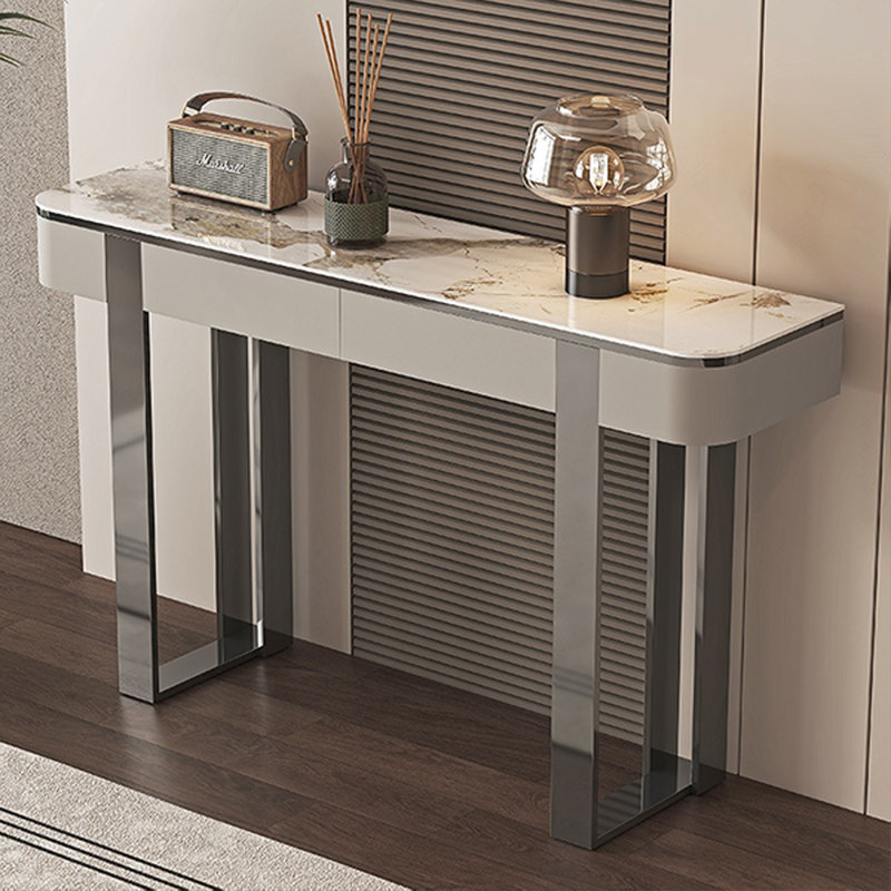 Console sécuritaire et pratique, Blanc / Gris, H 33,46 po x l 54,33 po x P 13,78 po