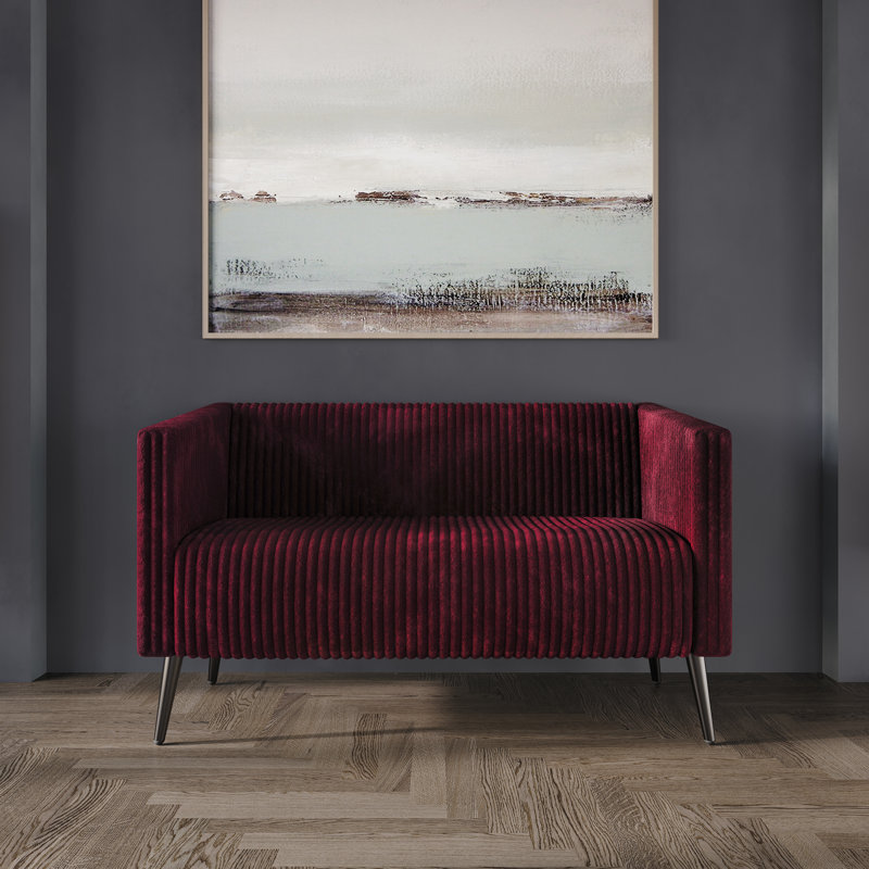 Schermick Corduroy 51.97" Upholstered Loveseat, Red