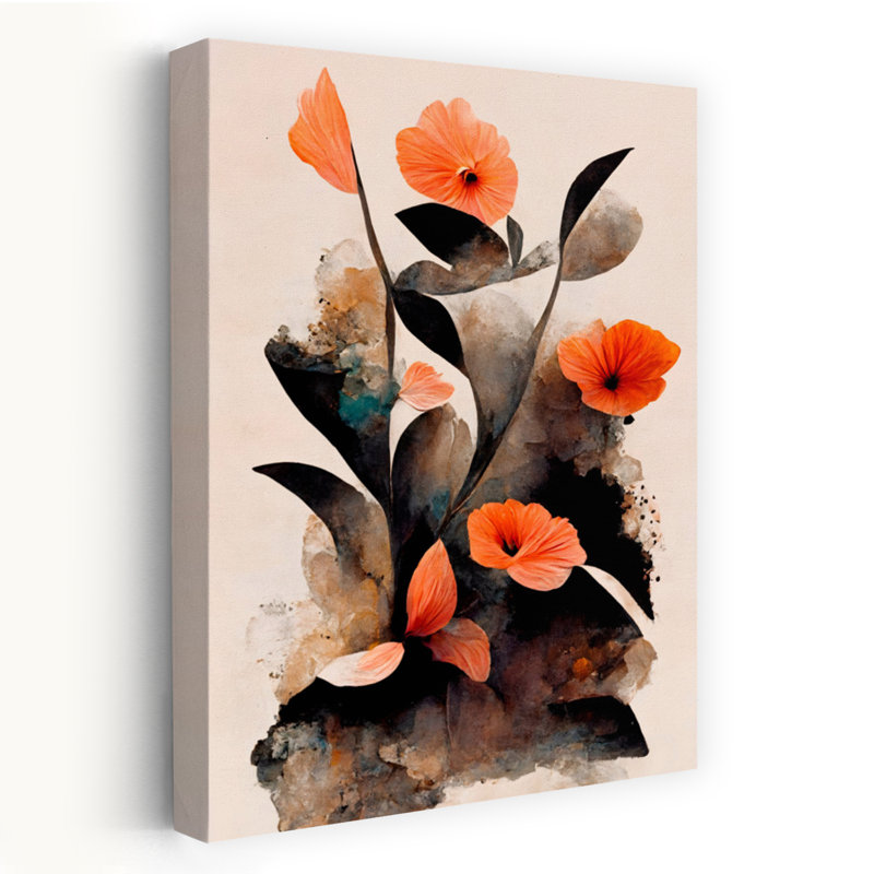 Art contemporain, art floral abstrait, H 24 po x l 16 po
