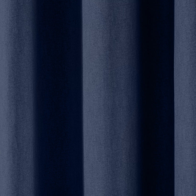 Cotton Blend Semi Plain Eyelet Curtain Pair, Width 229 x Drop 229 cm, Blue