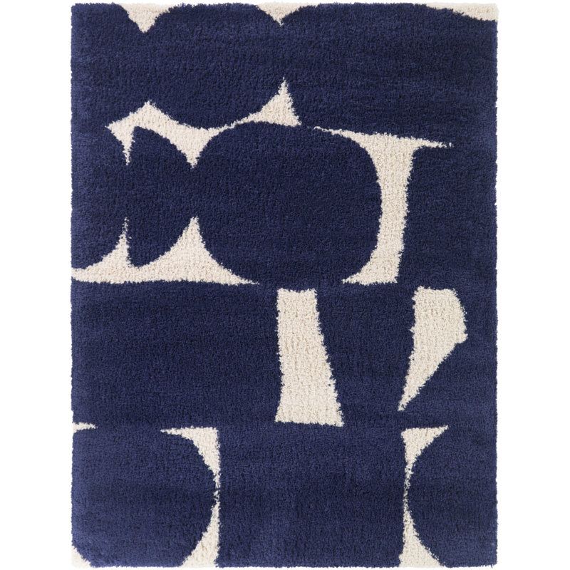 Armin Navy Abstract Geometric Area Rug, Rectangle 5'3" x 7'
