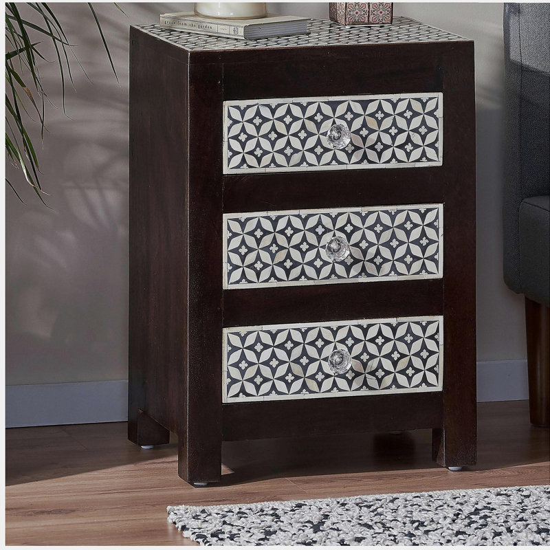Table de chevet 3 tiroirs en bois