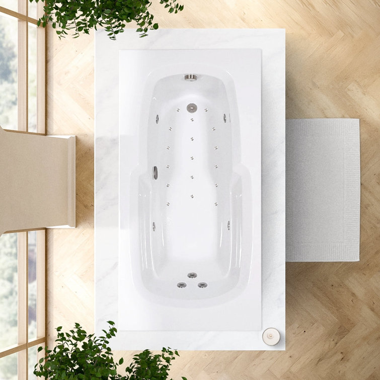 60" L x 32" W Drop In Combination Acrylic Bathtub with Reversible Drain in White