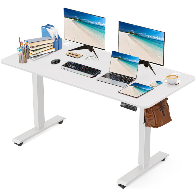 Bureau debout à hauteur ajustable Arillia, Blanc, L 55 po x P 24 po