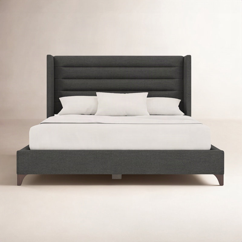 Miliyah Horizontal Channel Upholstered Bed, Charcoal Revolution®, Queen