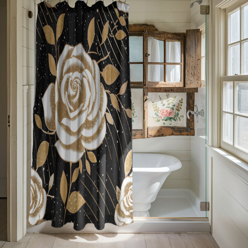 Gold Rose - Premium Shower Curtain, 74" H x 71" W