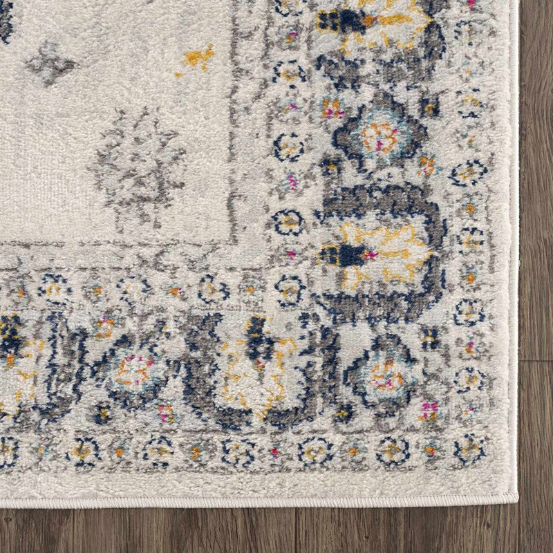 Tapis oriental ivoire / gris / brun Cobien, Tapis de couloir 2 pi 7 po x 7 pi 3 po