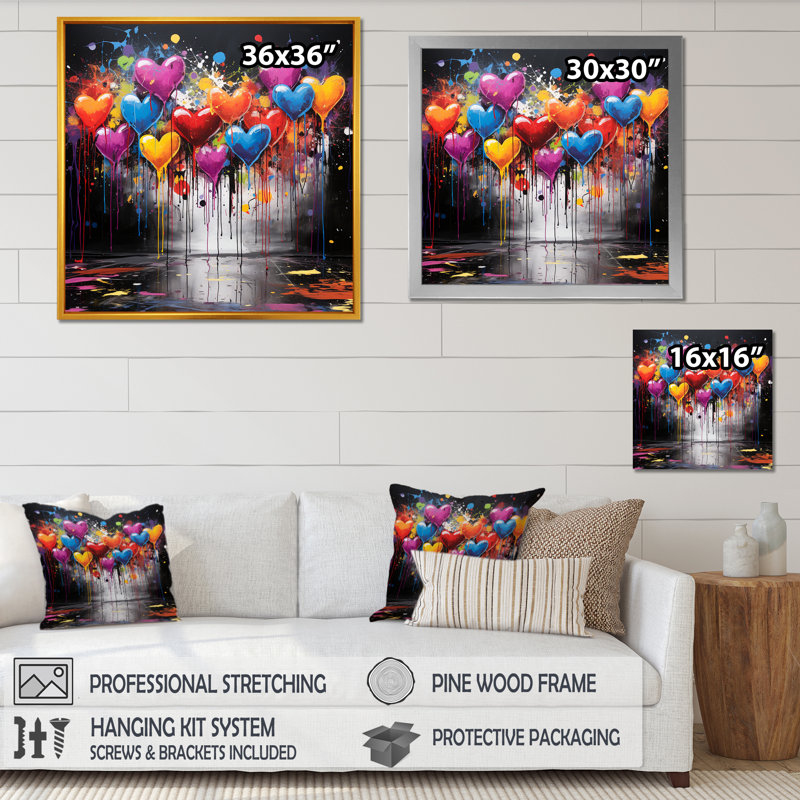 Art coloré ballon coloré, art de rue III - Pop, Toile tendue, H 30 po x l 30 po x P 1,5 po