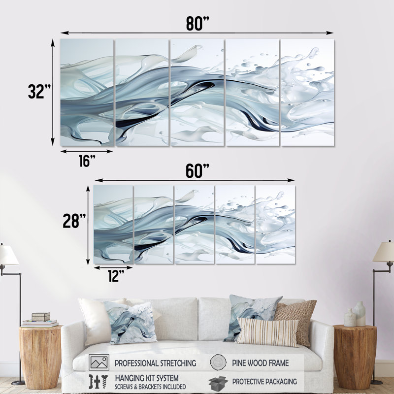 «Liquide source Innocence», art mural sur toile 5 pièces, H 28 po x l 60 po