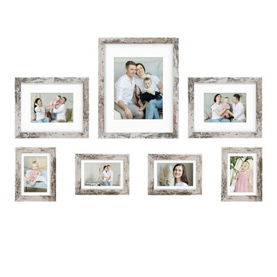 Multi-Size Gallery Wall Frame Set White Mat, Real Glass
