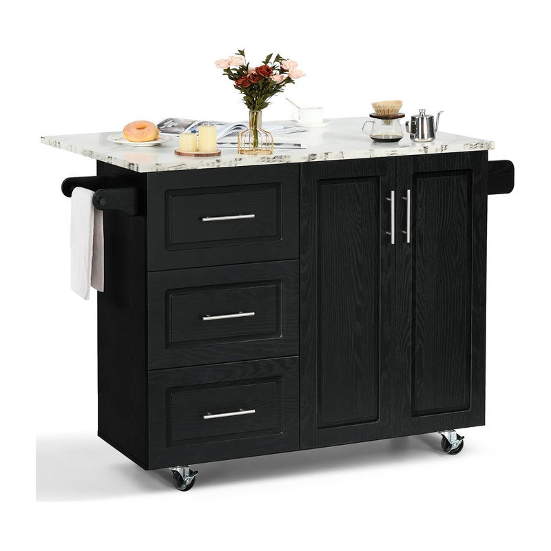 Red Barrel Studio® Rolling Kitchen Island with Storage and Drop Leaf,43 ...