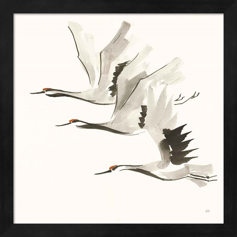 Zen Cranes Warm par Chris Paschke, art encadré (ensemble de 2)