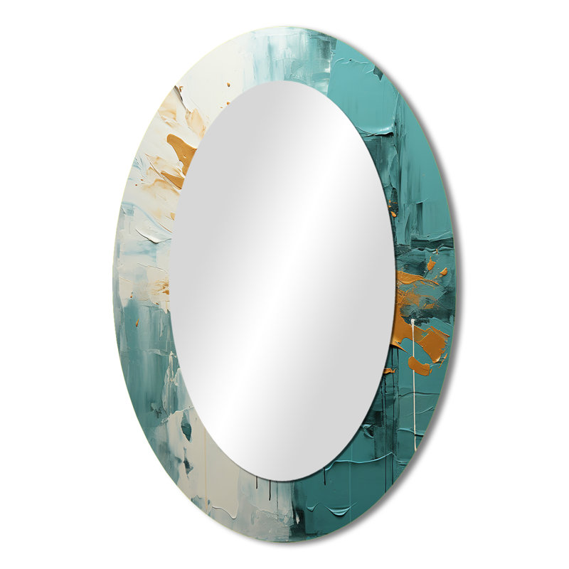 Teal Oasis IV - Miroir mural moderne bleu sarcelle, 36" x 24"