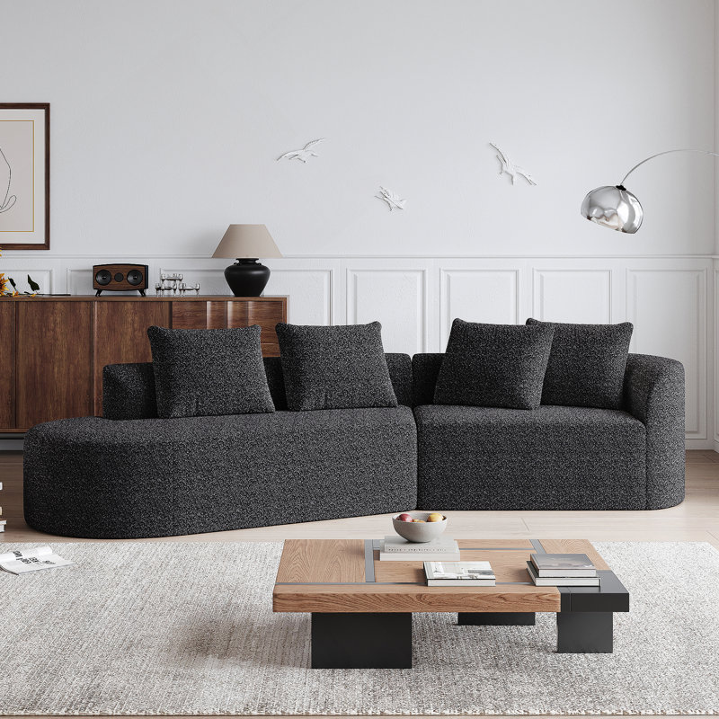 Canapé modulaire surdimensionné et rembourré Modern, Face à la gauche, Chenille noir