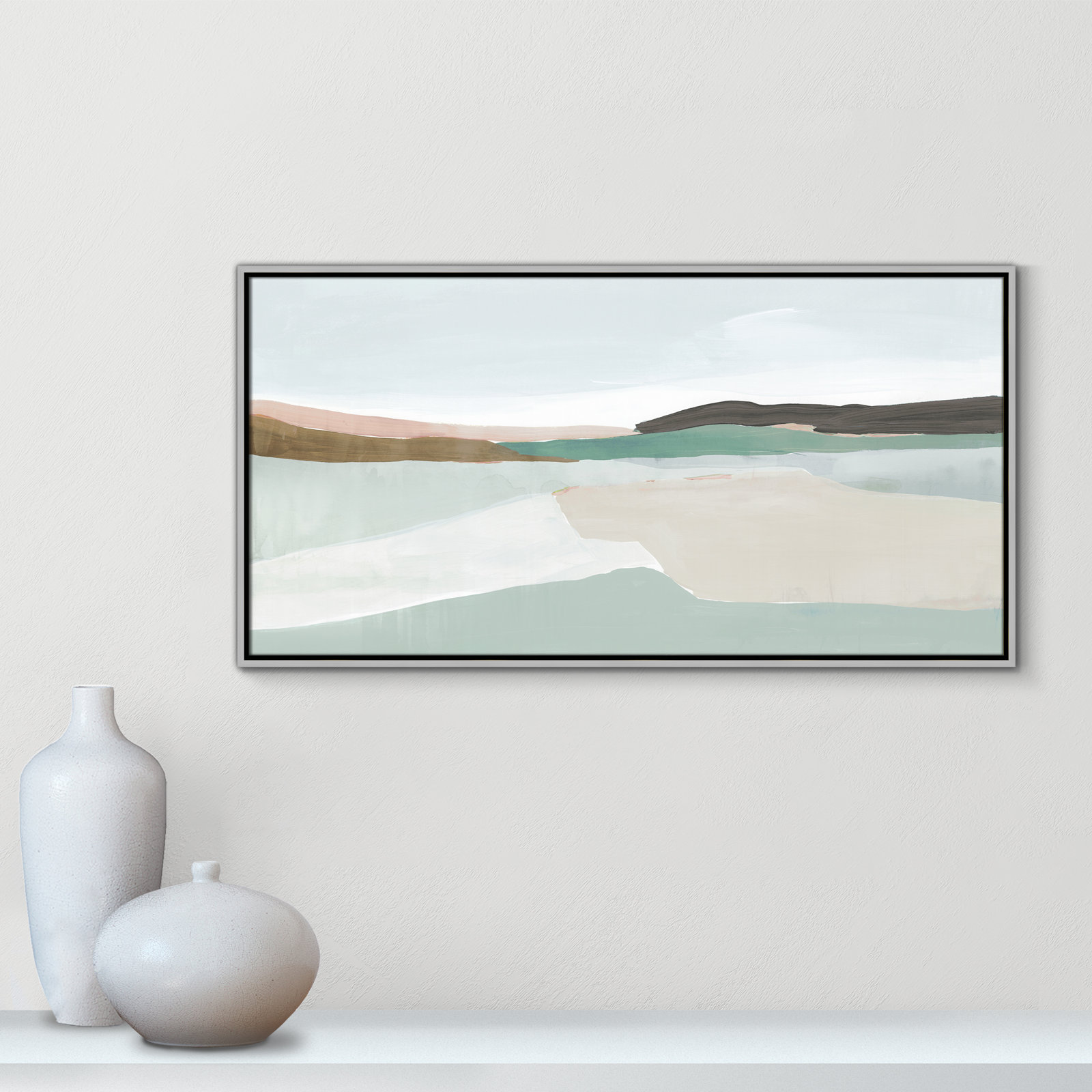 Ali "Sole of the Land I" Painting, 21.5" H x 41.5" W, Silver