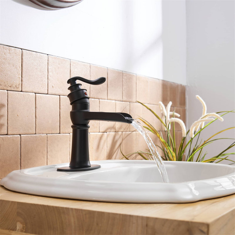Robinet de salle de bain à un trou avec drain, Noir mat