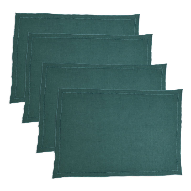 Napperon Stonewashed Overlock Edge (ensemble de 4), Vert
