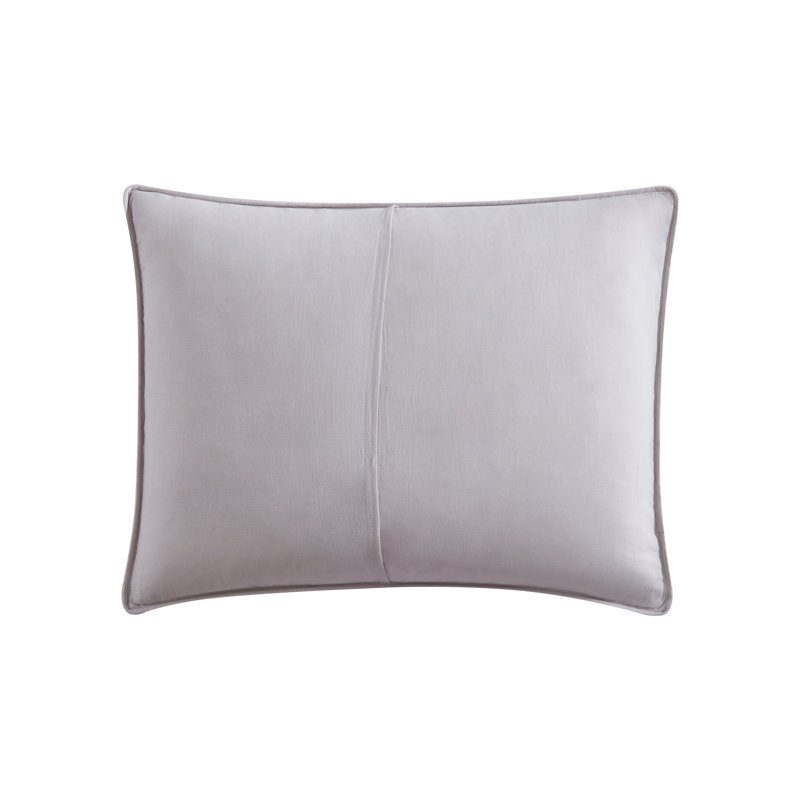 Molokai Gray and White Embroidered Cotton Standard Sham