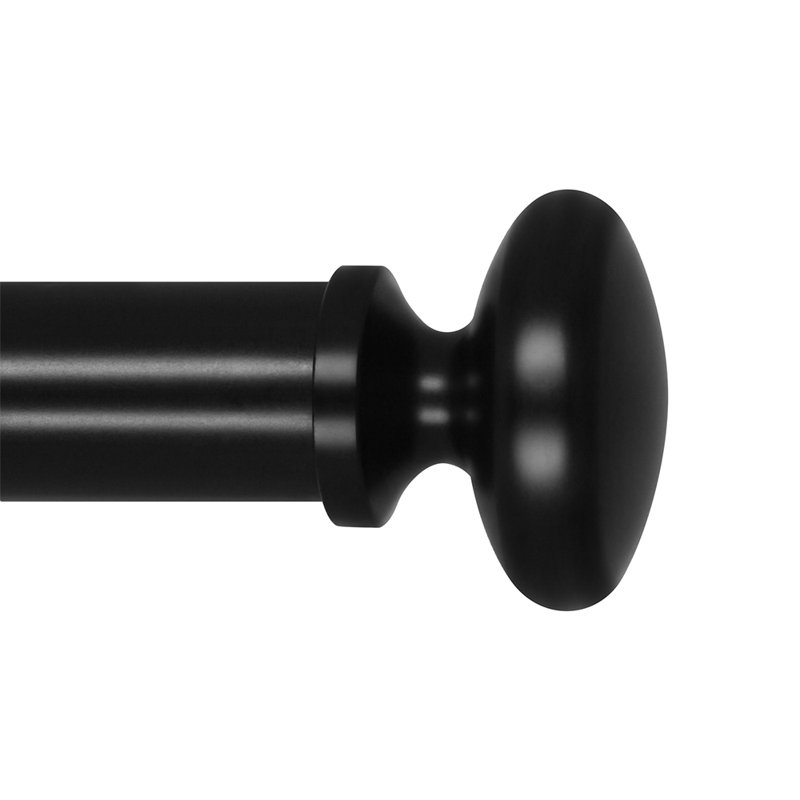 Tringle à rideau simple en métal 1 po de diamètre Durrani, 48''-84'', Noir