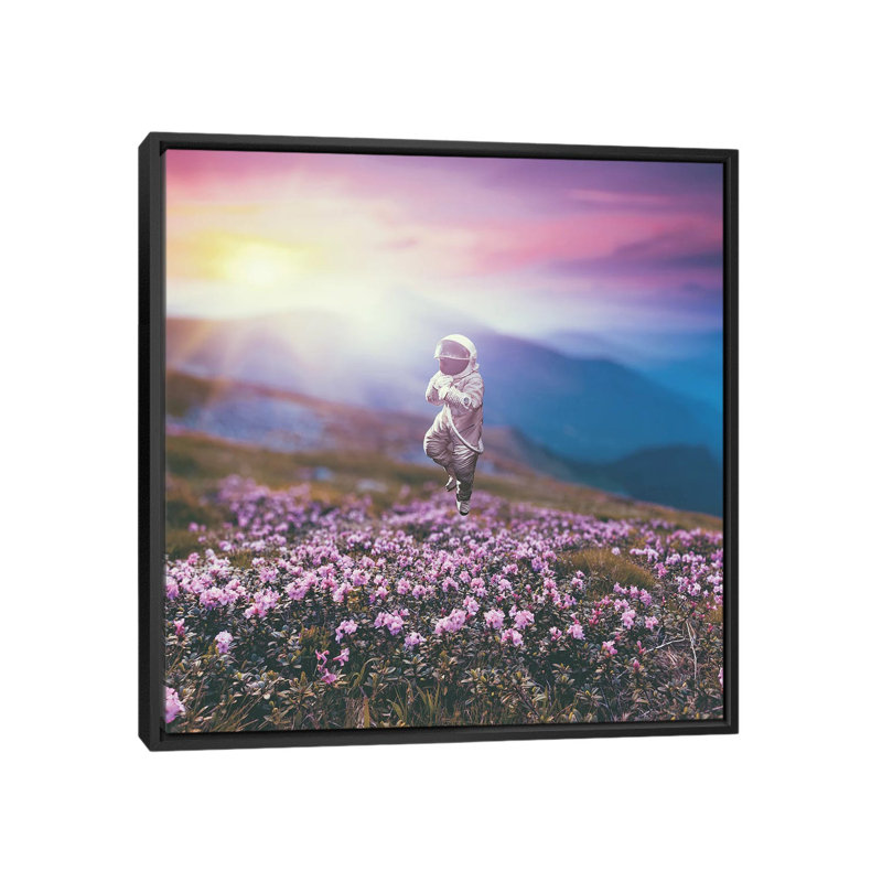 «Astronaut's Dream», reproduction sur toile, H 18 po x l 18 po x P 1,5 po, Toile encadrée noire, Pas de tapis