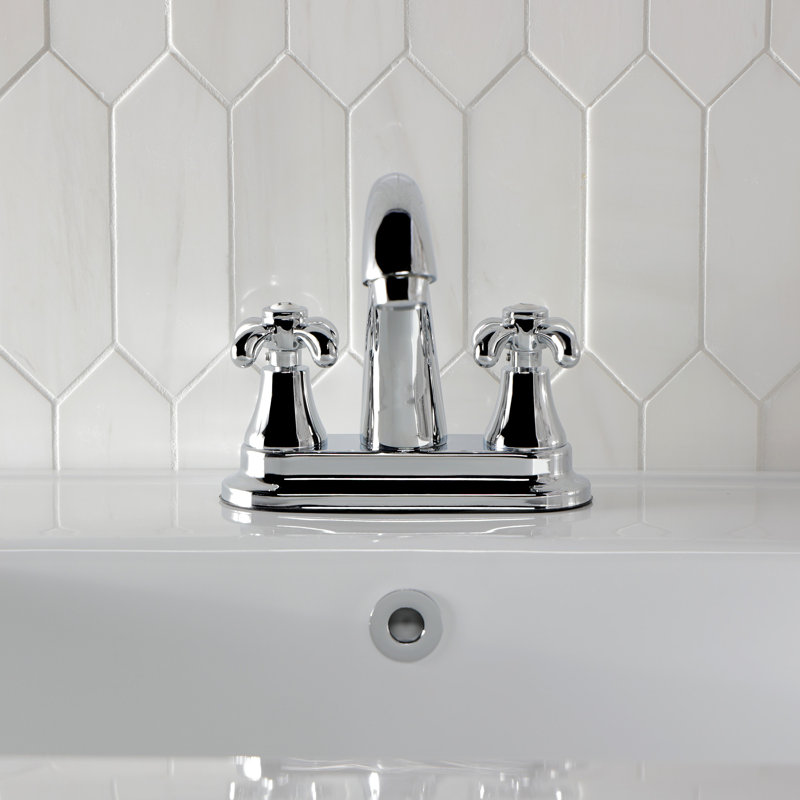 Robinet de salle de bain central à 4 poignées et 3 trous à fixation sur le comptoir avec laiton escamotable Kingston