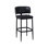 Tabouret de bar d'intérieur en métal noir avec dossier incurvé et assise rembourrée