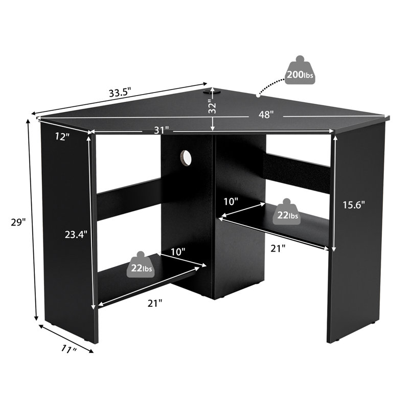 Baleigh Corner Computer Desk, Black