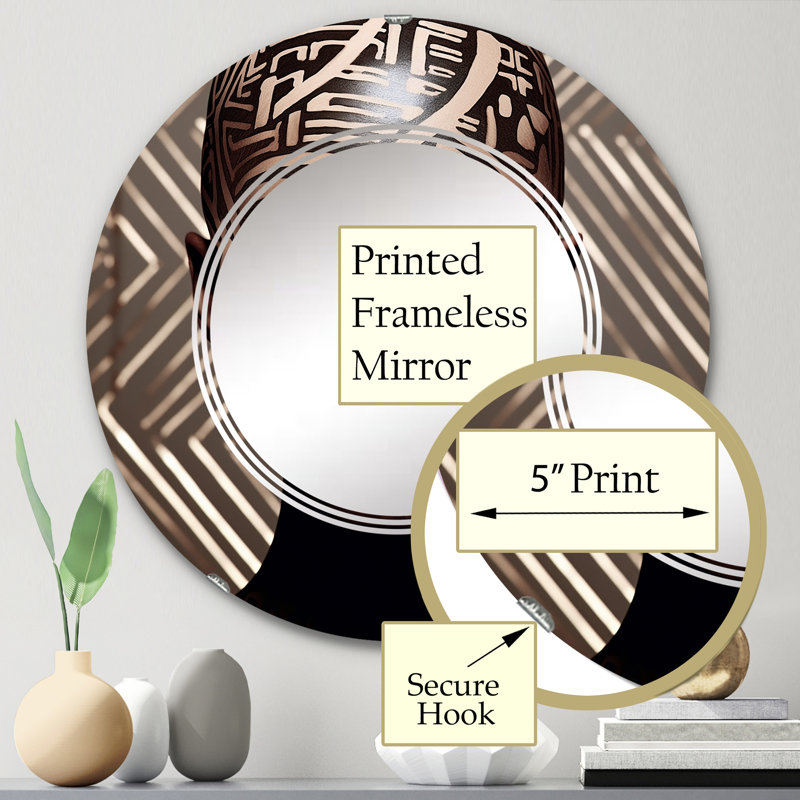 Portrait d'une beauté africaine exquise - miroir mural moderne rond, 24 po x 24 po