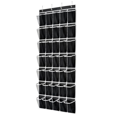 35 Pockets Over The Door Shoe Organizer, Hanging Shoe Organizer For Door With 35 Mesh Pockets