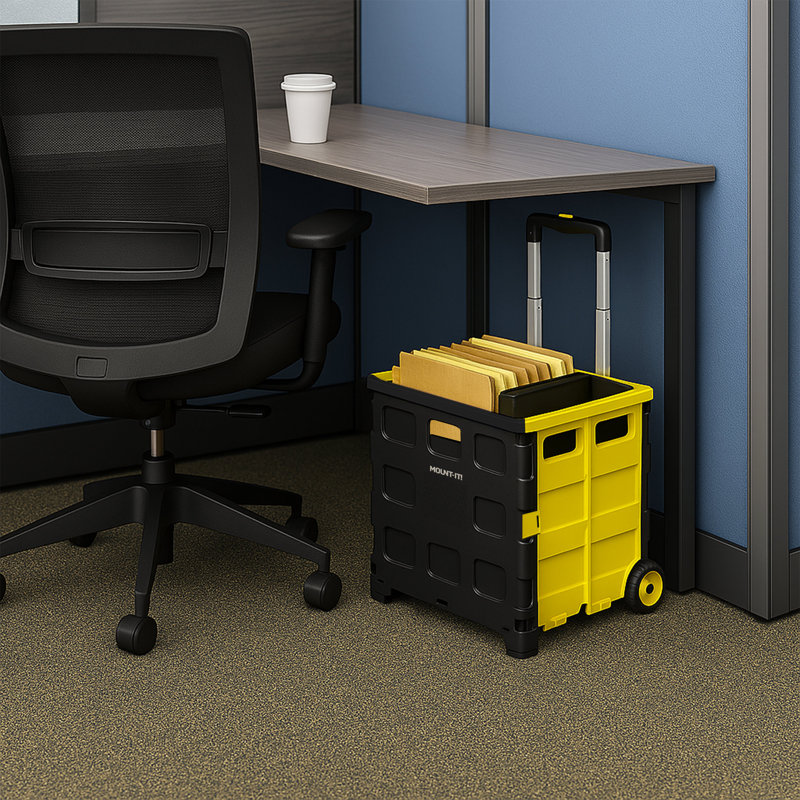 Mount-It! Rolling Utility Cart, Folding and Collapsible Hand Truck Dolly, 55 Lbs. Capacity, 16.5" H x 14.75" W x 3" D