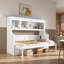 Lit escamotable intégré avec bureau et tablettes de rangement-860769362