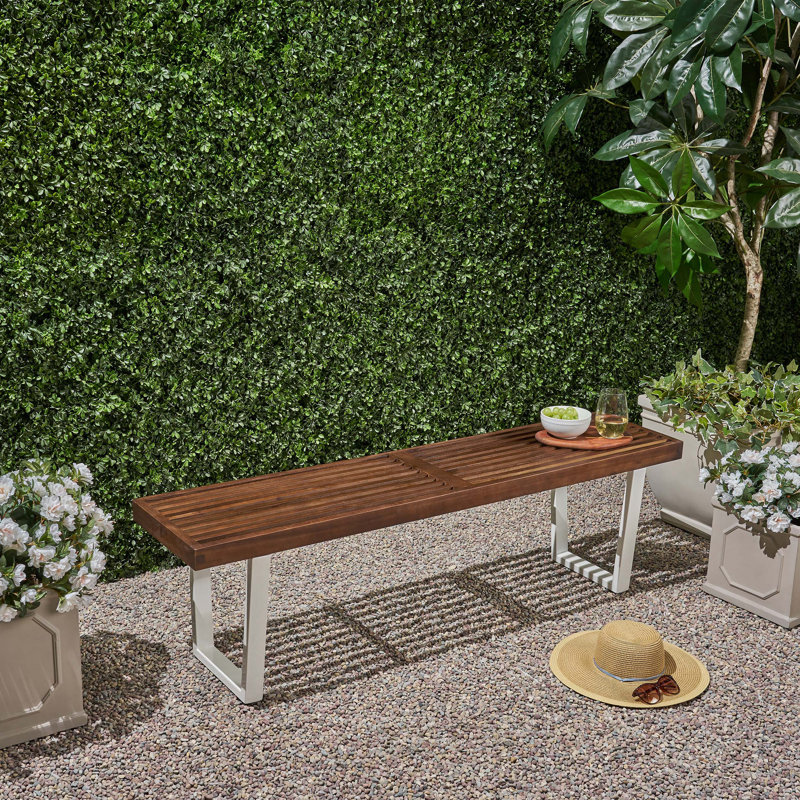 Banc de pique-nique en bois Yager, Brun / blanc