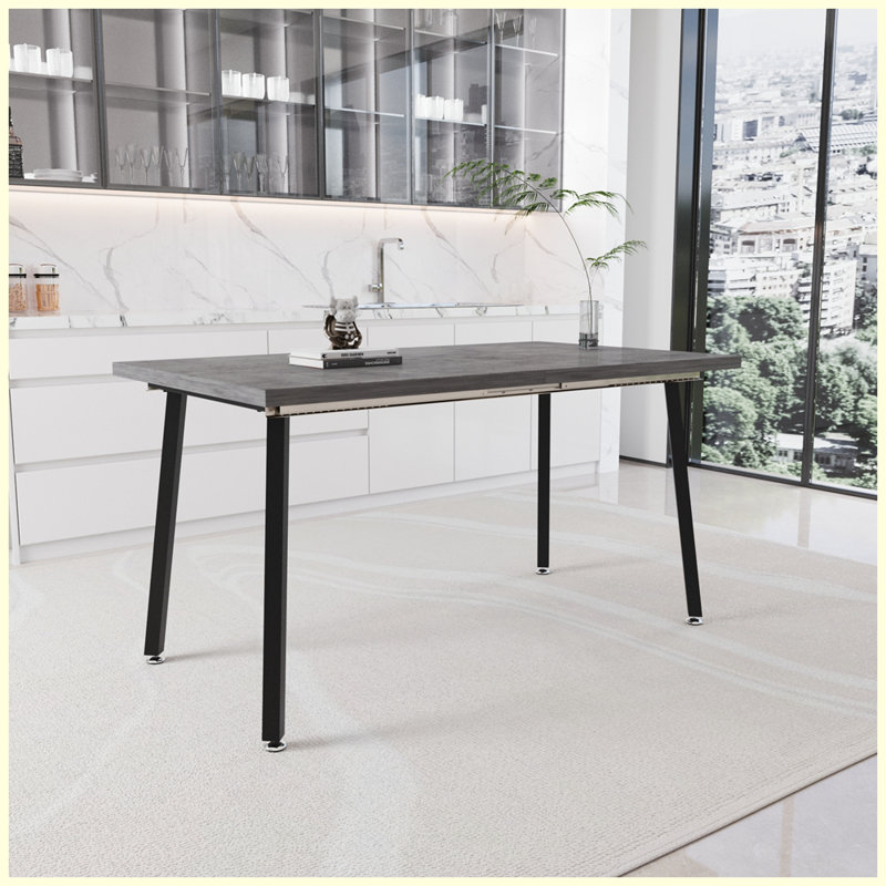 Table de salle à manger extensible de cuisine moderne avec pieds en métal noir