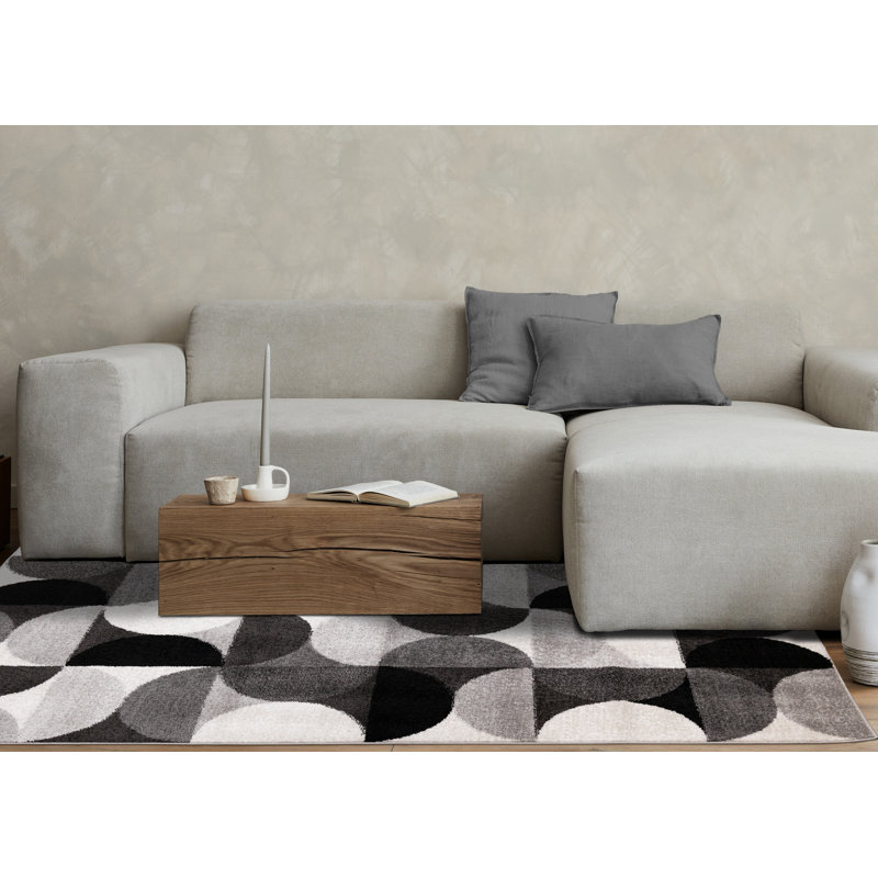 Tapis d'intérieur à motif géométrique gris et gris de style Mid-Century 5 pi x 8 pi (5 pi 3 po x 7 pi 7 po) Branch Living