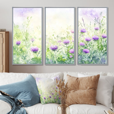 Thistle Blooming In The Meadows I - Thistle Wall Décor Set